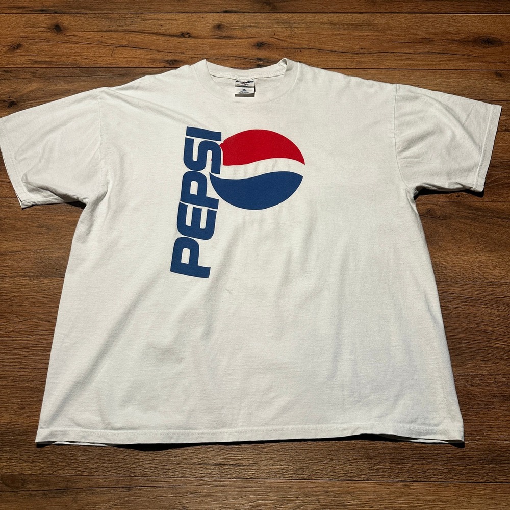 Vintage Jerzees Pepsi White Graphic T-Shirt Men XL - Picture 2 of 7